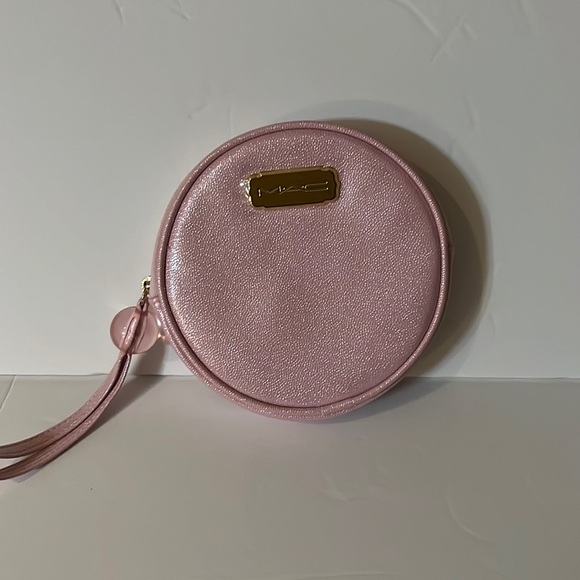 MAC Pink Sparkly Round Cosmetic Case - Picture 1 of 8